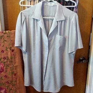 Dove grey short sleeve women's button up